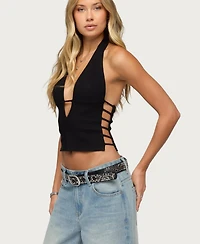 Edikted Women's Aneera Cutout Plunging Halter Top