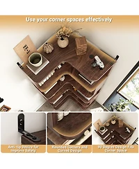 Aheaplus 5-Tier Corner Bookshelf, Space-saving Bookcase Display Storage Shelf