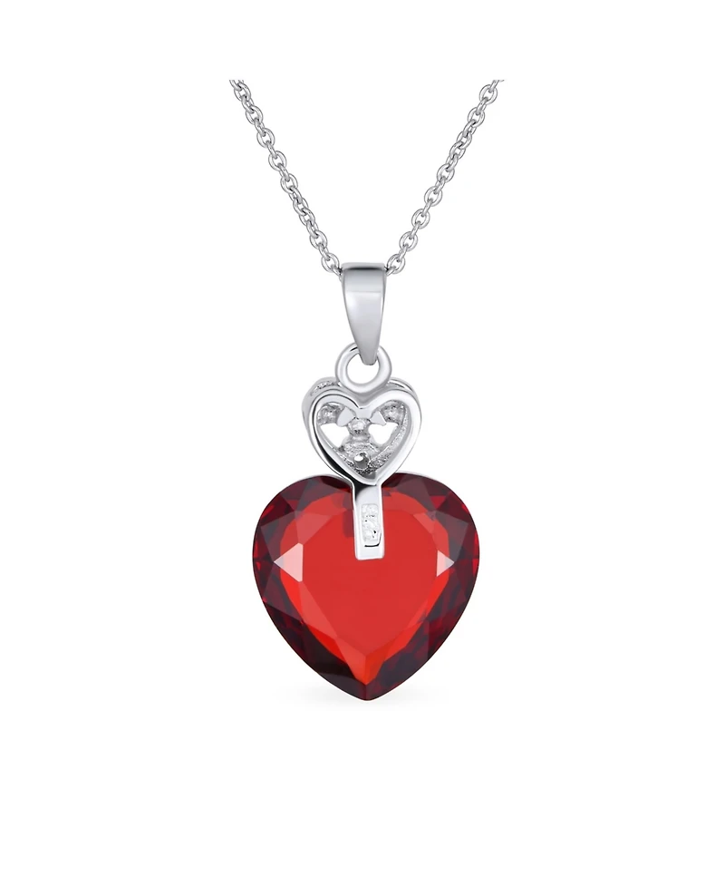 Bling Jewelry Key to Her Heart Cubic Zirconia Large Heart Necklace Pendant Sterling Silver