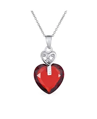 Bling Jewelry Key to Her Heart Cubic Zirconia Large Heart Necklace Pendant Sterling Silver