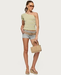 Edikted Womens Eulia One Shoulder Striped Top
