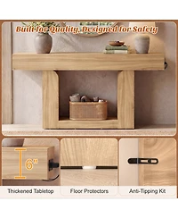 Aheaplus Entryway Table with Charging Station, Console Rgb Led Light, Wooden Sofa
