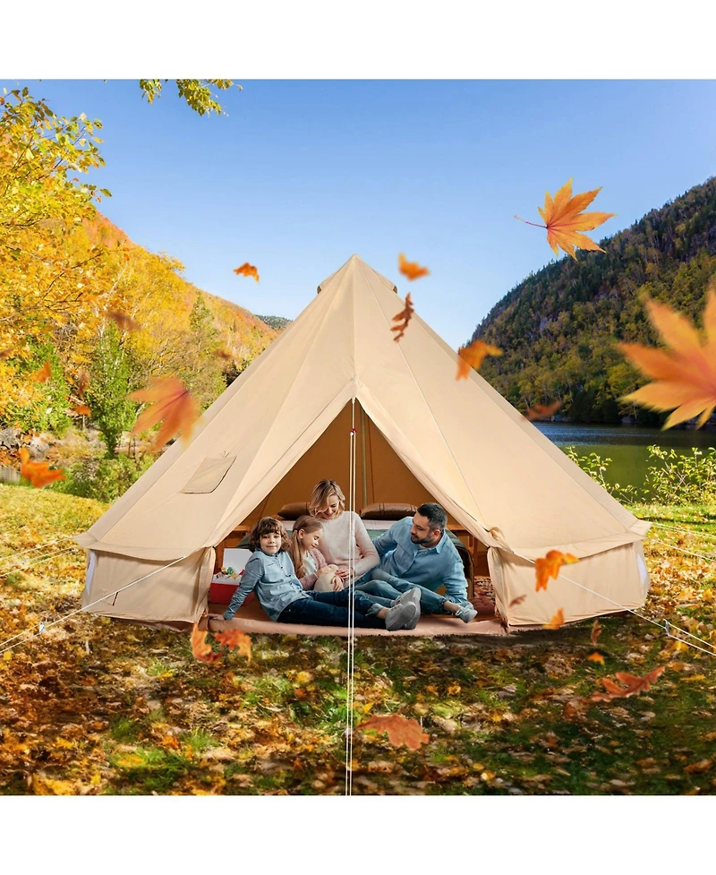Cozito Canvas Bell Tent, 4 m / 13.12 feet Yurt Tent with Stove Jack and 8 Windows