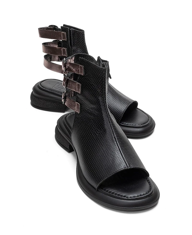 Forever & Always Shoes Women's Carina Leather Side Zip Sandal