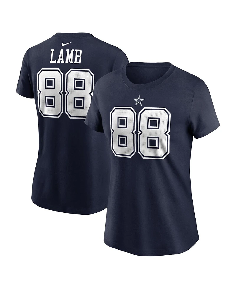 Nike Women's CeeDee Lamb Navy Dallas Cowboys Player Name Number T-Shirt