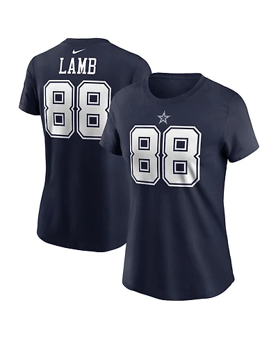Nike Women's CeeDee Lamb Navy Dallas Cowboys Player Name Number T-Shirt