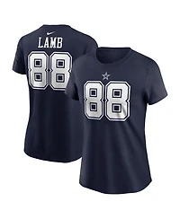 Nike Women's CeeDee Lamb Navy Dallas Cowboys Player Name Number T-Shirt