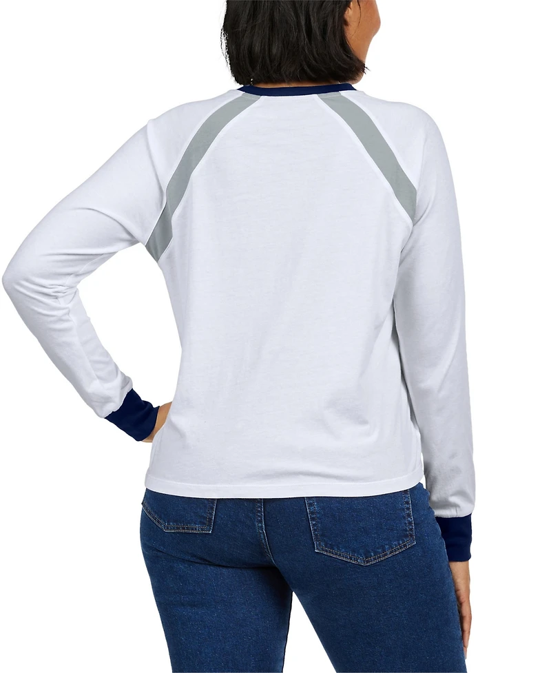 Wear by Erin Andrews Women's White New York Yankees Raglan Long Sleeve T-Shirt
