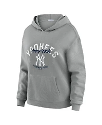 Wear by Erin Andrews Women's Gray New York Yankees Waffle-Knit Long-Sleeve Hoodie Lounge Pant Set