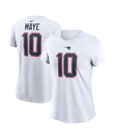 Nike Women's Drake Maye White New England Patriots Player Name Number T-Shirt