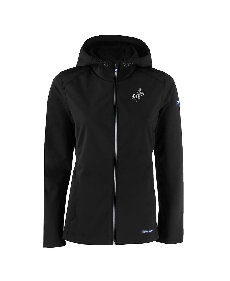 Cutter Buck Women's Black Los Angeles Dodgers Evoke Eco Softshell Full-Zip Hoodie Jacket