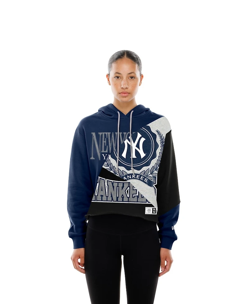 New Era Women's York Yankees Color Block Cropped Boxy Hoodie