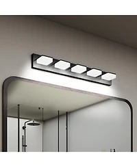Busdays Led Modern Bathroom Vanity Light Fixtures (5-Light, 32-Inch), Modern Acrylic Bathroom Wall Lighting Fixtures Over Mirror 6000K