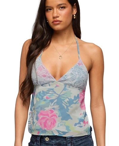 Edikted Women's Bloomey Printed Backless Halter Top