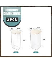 Sorbus 2 Piece Narrow and Square Tall Airtight Food Storage Container – Clear Stackable Canister for Pantry, Rice, Pasta, Cereal and Snacks