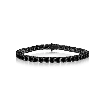 Metallo Mens Stainless Steel Round Cz Tennis Bracelet