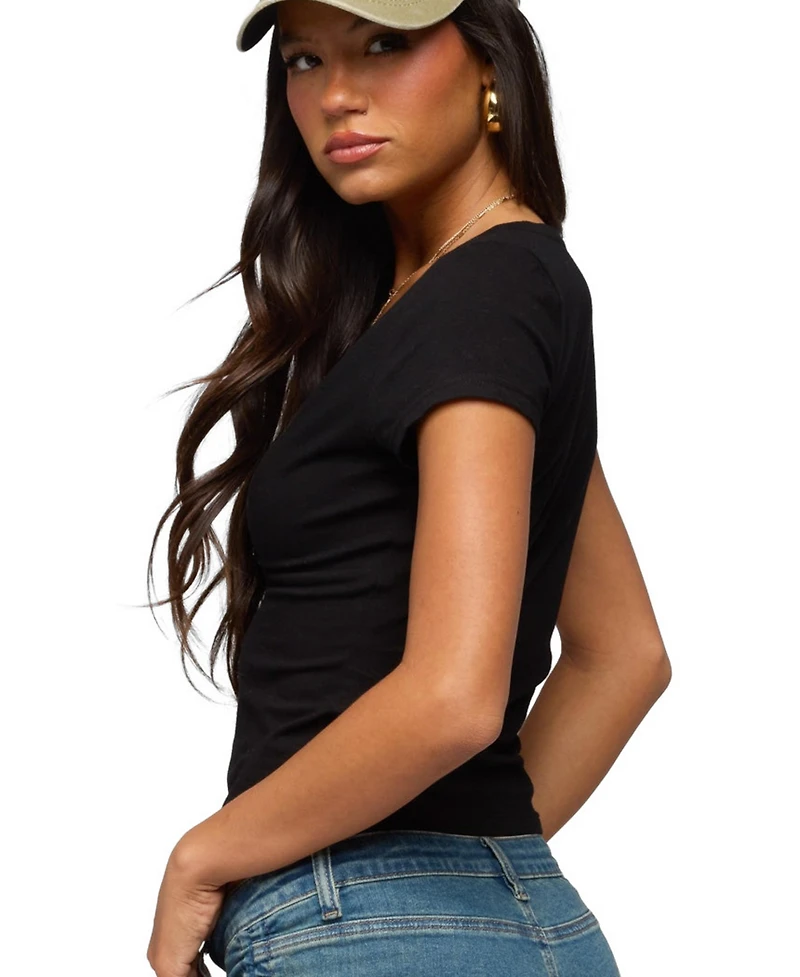 Edikted Women's Merinda V Neck T Shirt