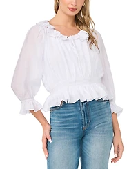 Sam & Jess Women's Tie-Neck Ruffle-Sleeve Top