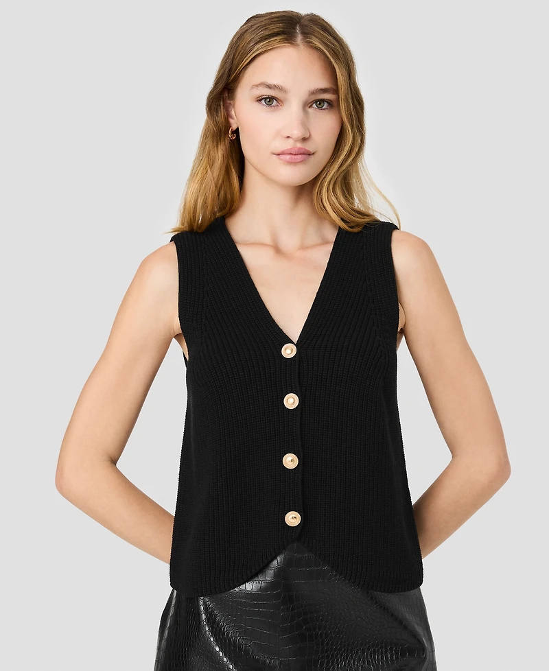 French Connection Women's Mozart V-Neck Sleeveless Rib Knit Vest