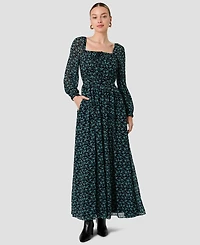French Connection Women's Marina Square Neck Long-Sleeve Maxi Dress