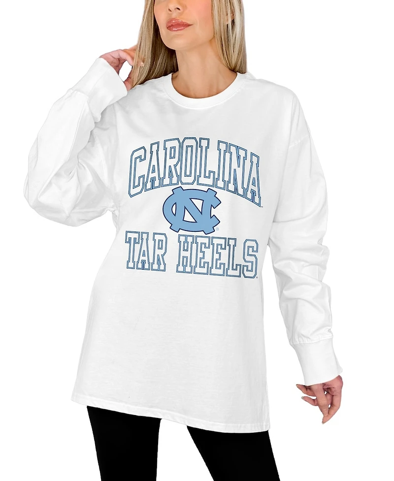 Gameday Couture Women's White North Carolina Tar Heels Mind Games Oversized Long Sleeve T-Shirt