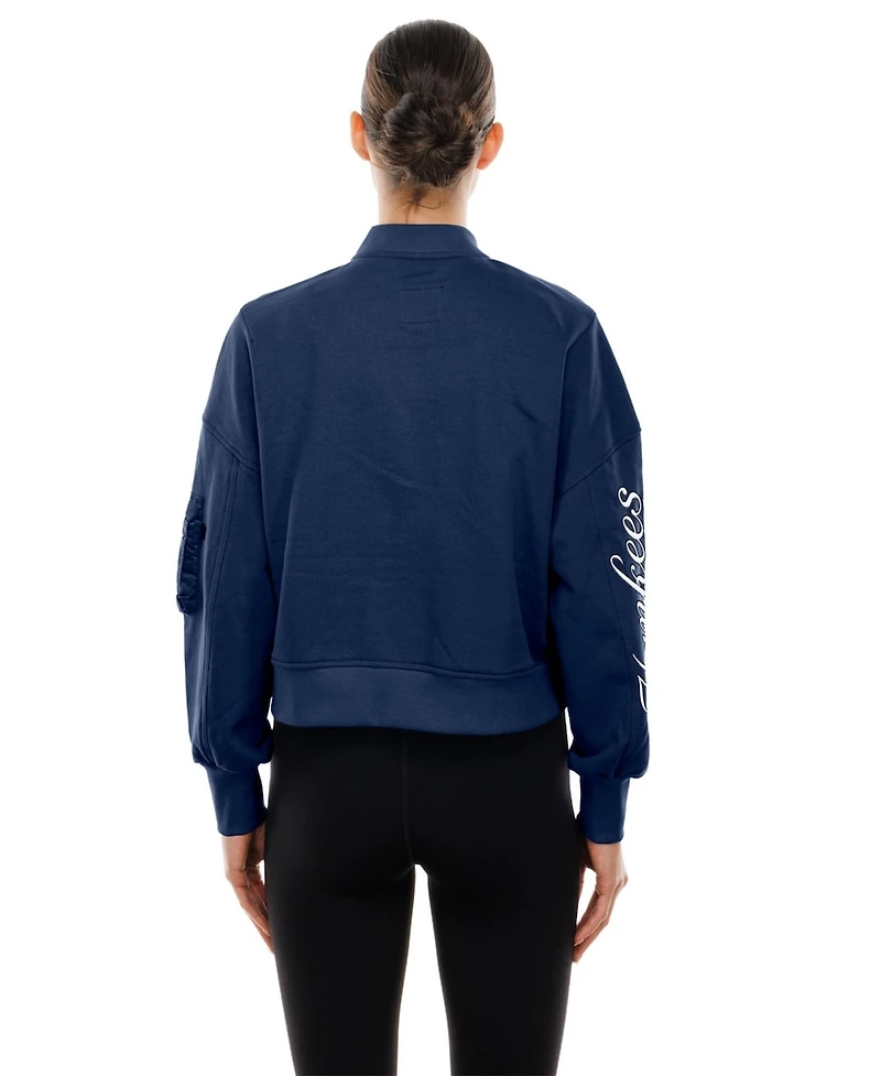 New Era X Alpha Industries Women's Navy York Yankees Cropped Full-Zip Jacket