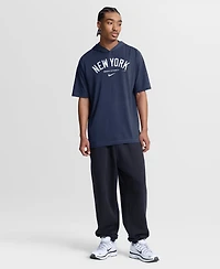 Nike Men's Navy New York Yankees Arched Wordmark Tri-Blend Hooded T-Shirt