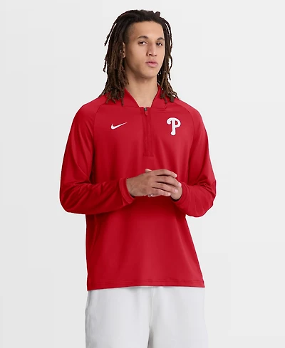 Nike Men's Red Philadelphia Phillies Authentic Collection Dri-fit Raglan Half-Zip Pullover Sweatshirt