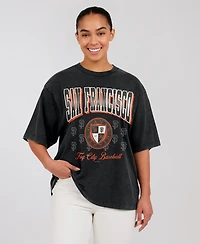 Wear by Erin Andrews Women's Black San Francisco Giants Oversized Boyfriend T-Shirt
