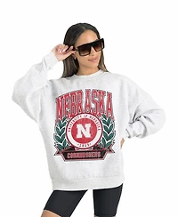 Gameday Couture Women's Gray Nebraska Huskers Premium Fleece Drop Shoulder Oversized Pullover Sweatshirt