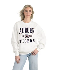 Gameday Couture Women's White Auburn Tigers Premium Fleece Drop Shoulder Oversized Pullover Sweatshirt