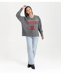 Gameday Couture Women's Gray Rutgers Scarlet Knights French Terry V-Neck Pullover Sweatshirt