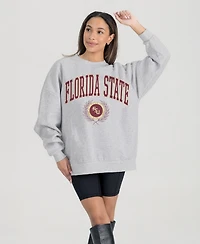 Gameday Couture Women's Ash Florida State Seminoles Oversized Tradition Refined Premium Fleece Sweatshirt