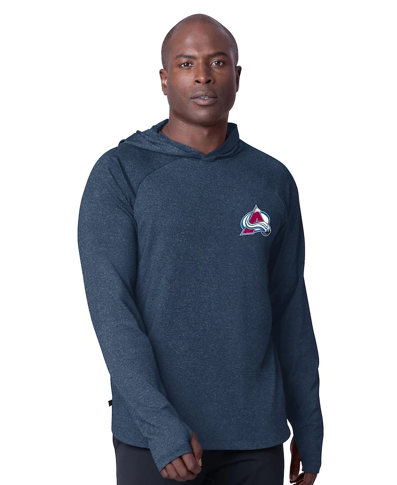 Msx by Michael Strahan Men's Navy Colorado Avalanche Fast Track Raglan Long Sleeve Hoodie T-Shirt