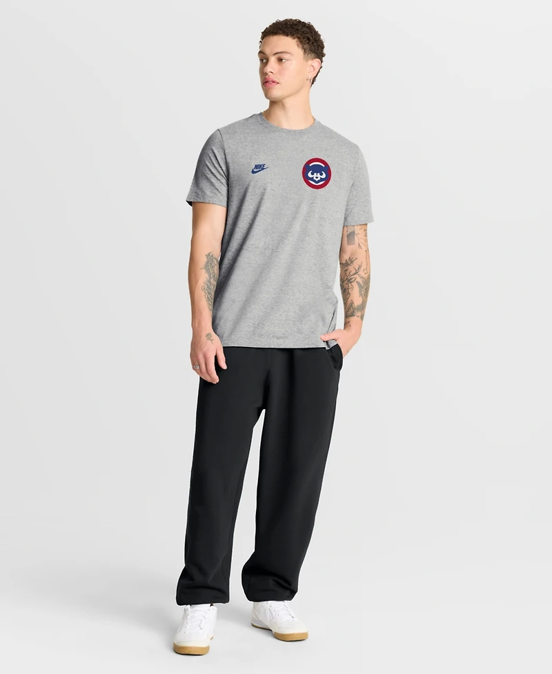 Nike Men's Heather Gray Chicago Cubs Cooperstown 2-Hit T-Shirt