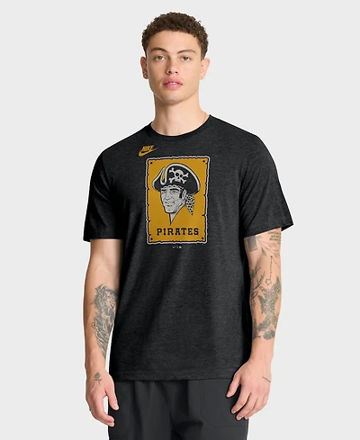 Nike Men's Heather Black Pittsburgh Pirates Cooperstown Logo Tri-Blend T-Shirt