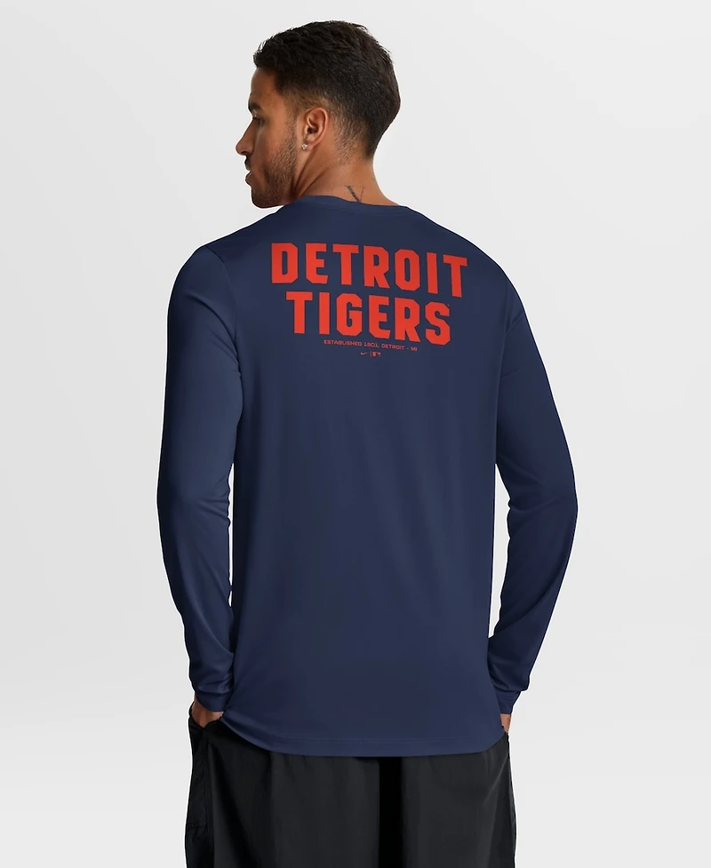 Nike Men's Navy Detroit Tigers 2-Hit Legend Dri-fit Long Sleeve T-Shirt
