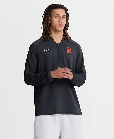 Nike Men's Navy Detroit Tigers Authentic Collection Dri-fit Raglan Half-Zip Pullover Sweatshirt