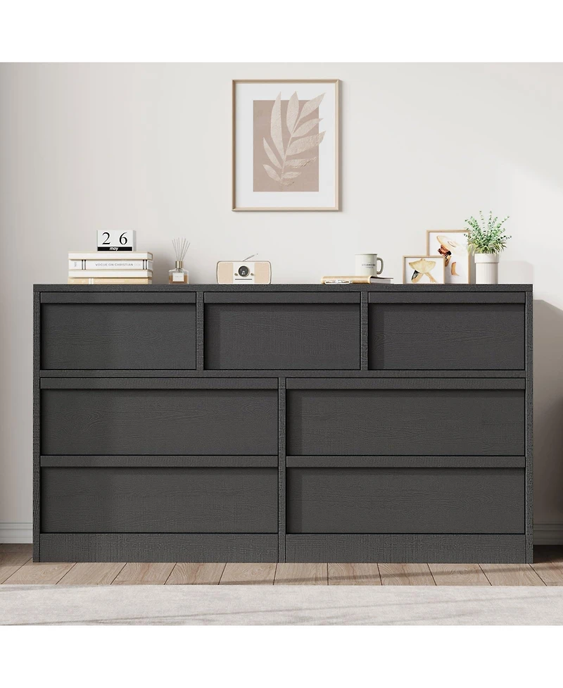 gaomon 7 Drawer Dresser for Bedroom, 54 inch Wide, Chest of Drawers with Large Storage, Wooden Organizer Living Room, Entryway