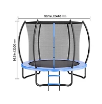 Ruie 8 ft Outdoor Round Trampoline with Enclosure Net Astm Approved 265 lb Capacity