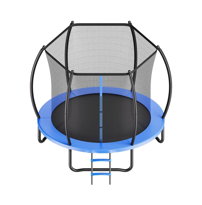 Ruie 8 ft Outdoor Round Trampoline with Enclosure Net Astm Approved 265 lb Capacity