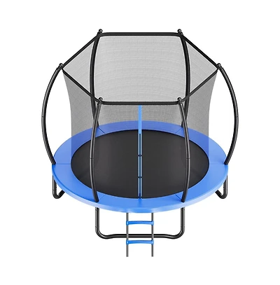 Ruie 8 ft Outdoor Round Trampoline with Enclosure Net Astm Approved 265 lb Capacity
