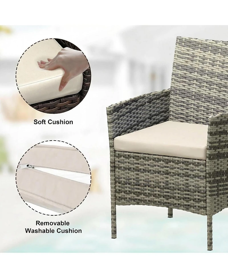 gaomon Wicker Bistro Set with Glass Table, and Cushions