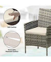 gaomon Wicker Bistro Set with Glass Table, and Cushions