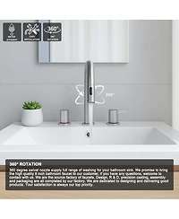 Phying 8-Inch Widespread Lavatory Faucet, 2-Handle 3-Hole with Pop-Up Drain and 360degree(s) Pull-Down Sprayer, Brushed Nickel