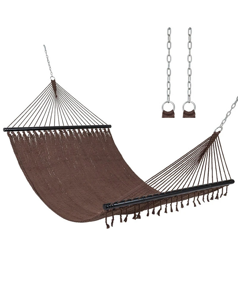 Gouun Double Caribbean Hammock with Spreader Bar for Patio Poolside