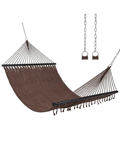 Gouun Double Caribbean Hammock with Spreader Bar for Patio Poolside
