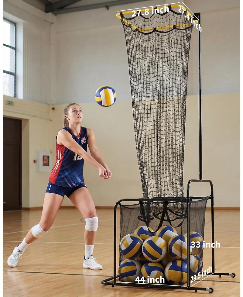 Xo Volleyball Setter Training Net, Portable with Wheels, Adjustable Height and 5 Angles, Indoor Outdoor Practice Equipment