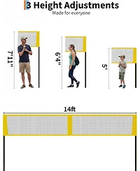 Xo 14FT Portable Volleyball Net Set, Height Adjustable with Ball Pump and Bag, Backyard Beach Lawn Family Game Kit