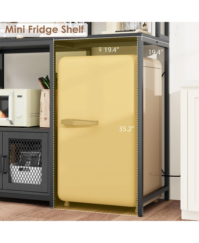 gaomon Industrial Kitchen Bakers Rack with Power Outlet – Microwave Stand Refrigerator Storage Space, Freestanding Shelf for Pantry Living Room